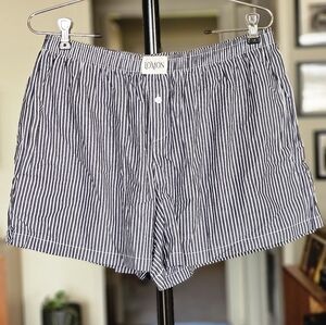 Lomon Black and White Striped Women's Cotton Boxer Shorts